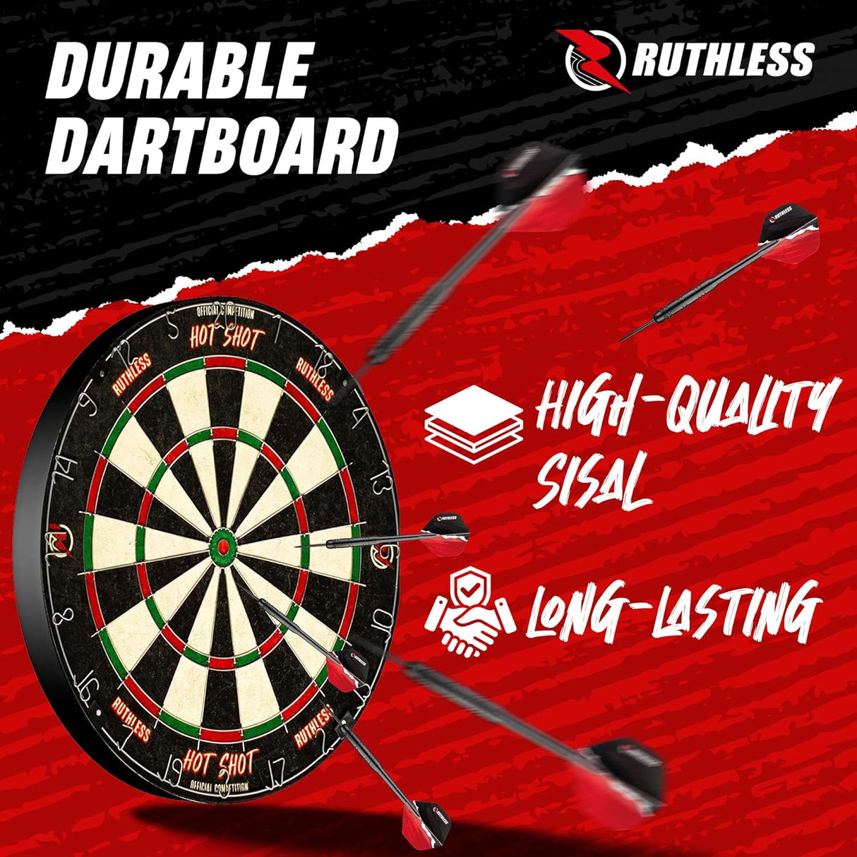 Ruthless Animal Home Darts Centre - Hotshot Dartboard in Cabinet - Dragon