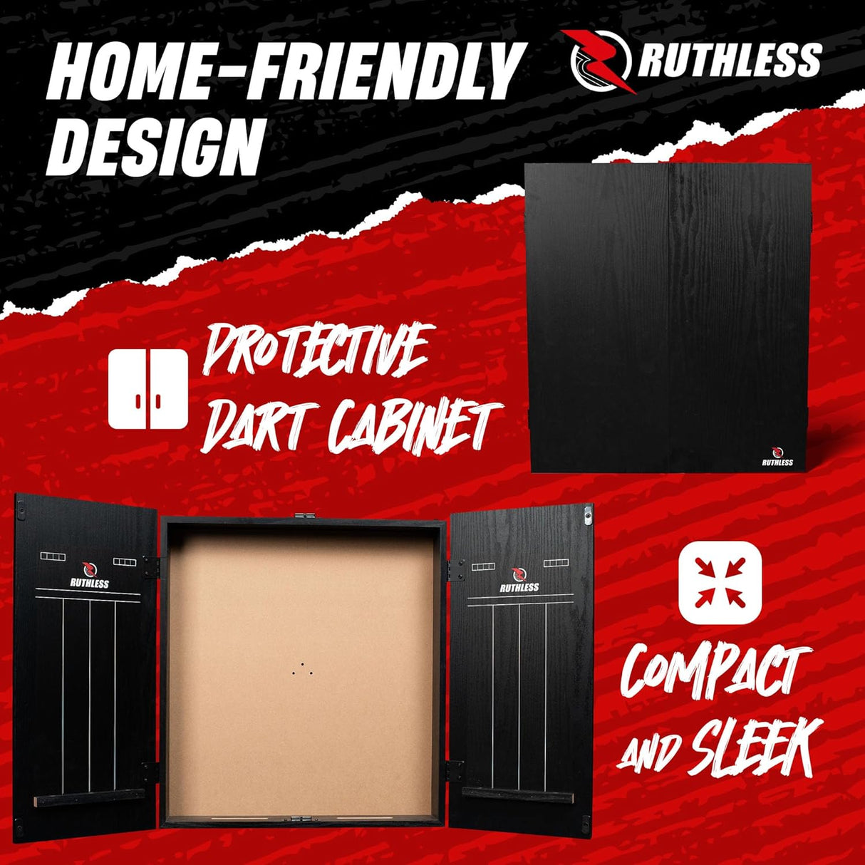 Ruthless Animal Home Darts Centre - Hotshot Dartboard in Cabinet - Dragon