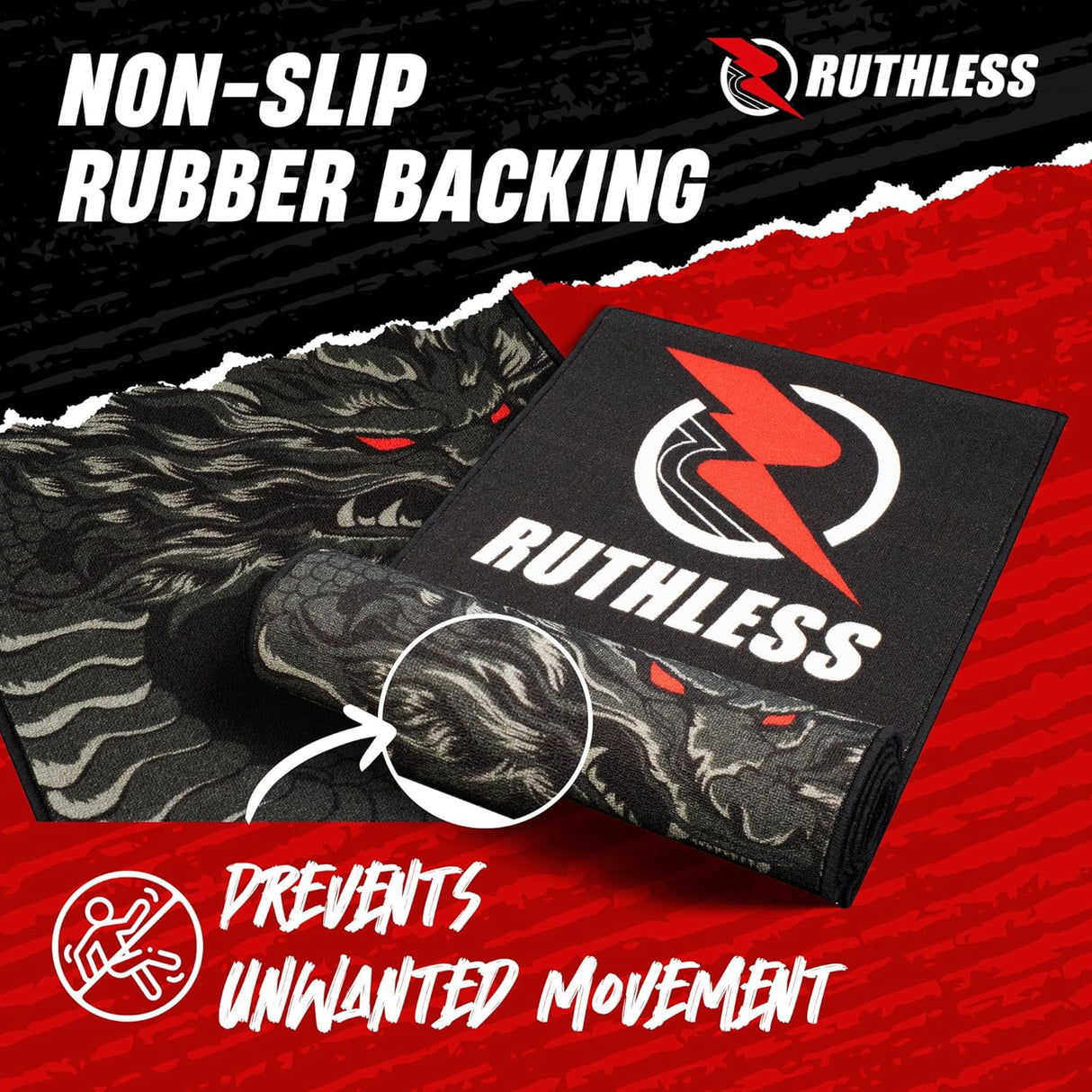 Ruthless Dragon Dart Mat - Carpet Mat - 290cm x 60cm - Black & Grey