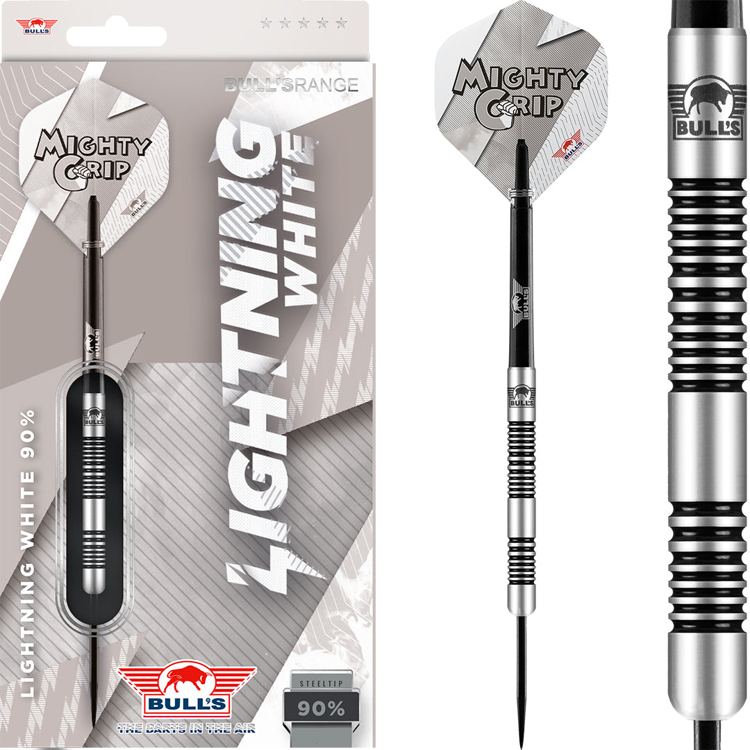 Bulls White Lightning Darts - Steel Tip - 90% Tungsten