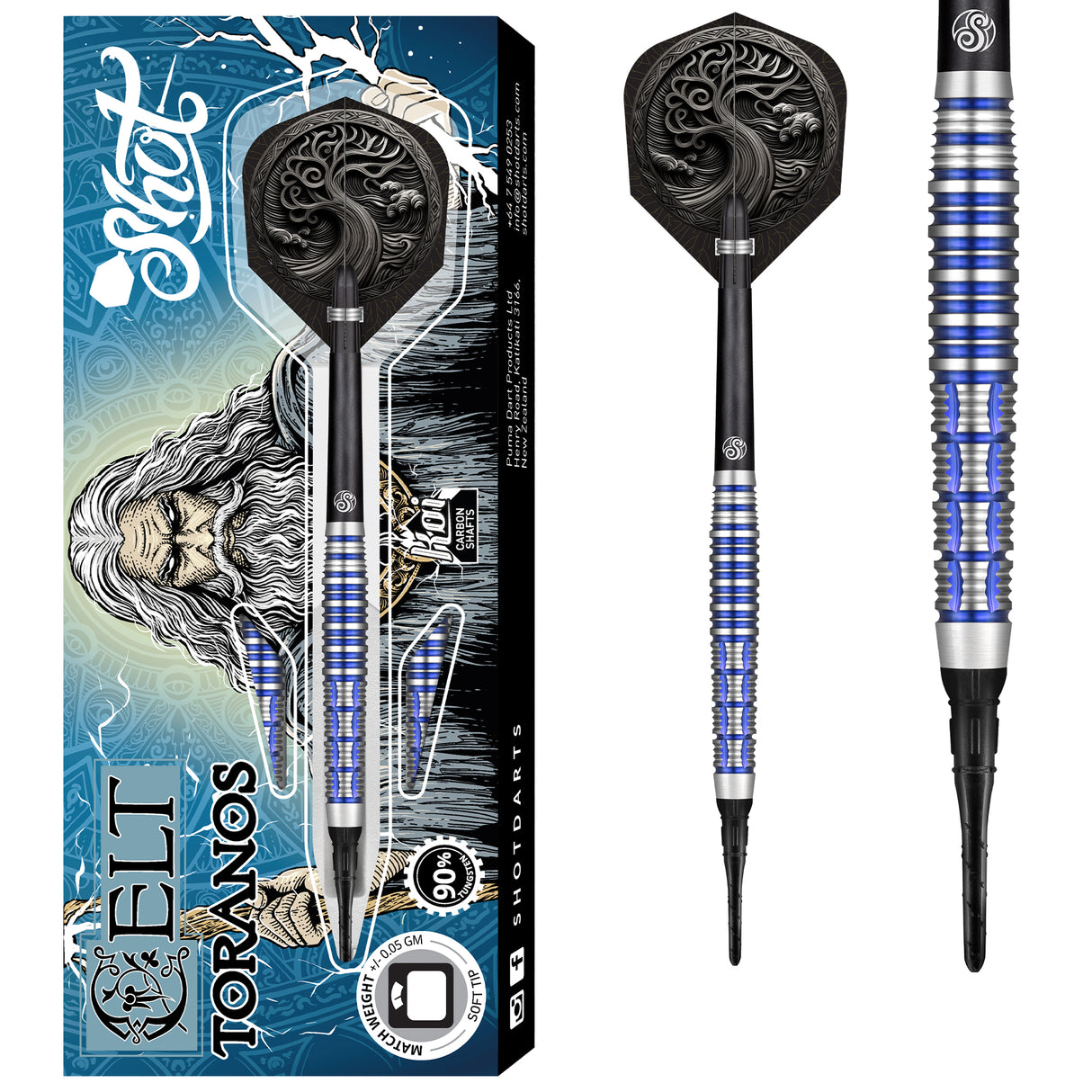 Shot Celt Darts - Soft Tip - 90% Tungsten - Toranos