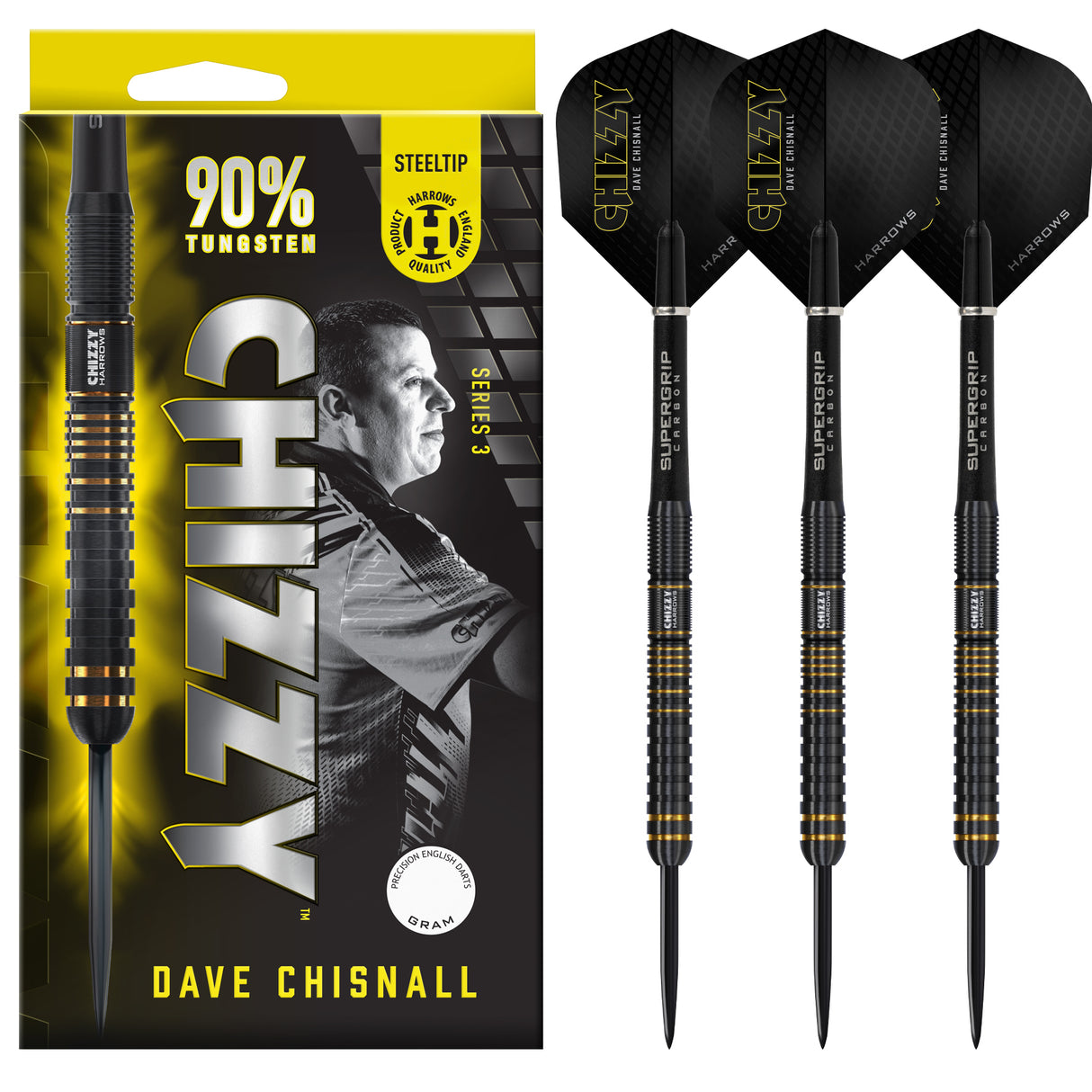 Harrows Dave Chisnall Darts - Chizzy - Steel Tip - 90% Tungsten - Series 3