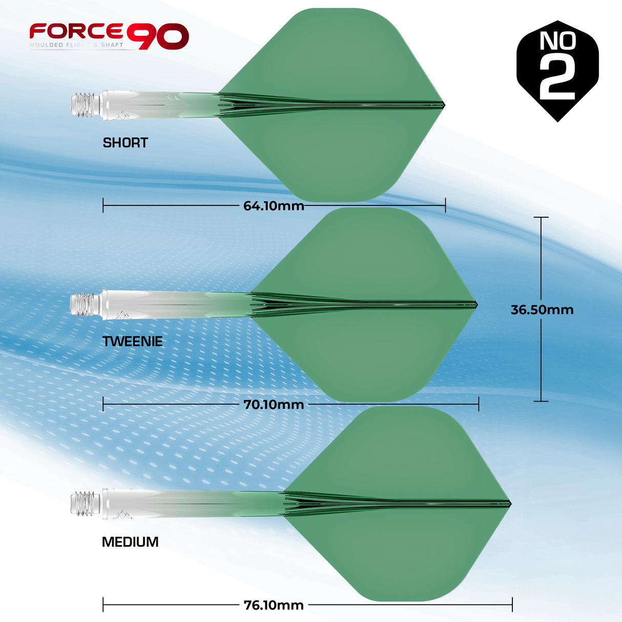 Mission Force 90 - New Moulded Flight & Shaft System - Standard No2 - Gradient - Transparent Green