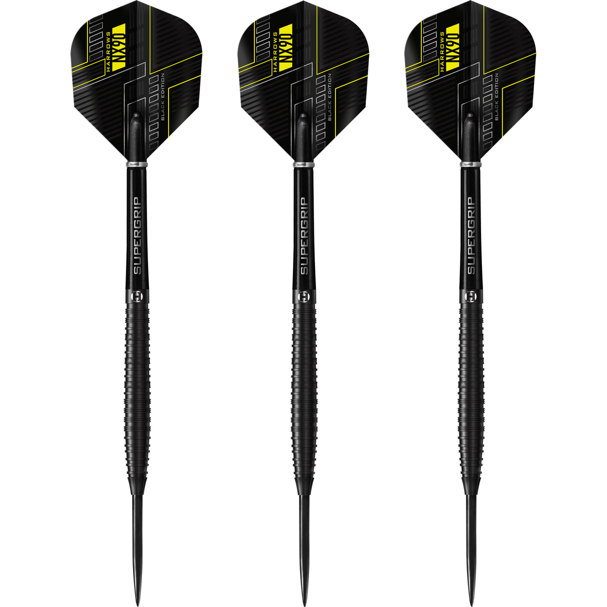 Harrows NX90 Black Darts - Steel Tip - Ringed