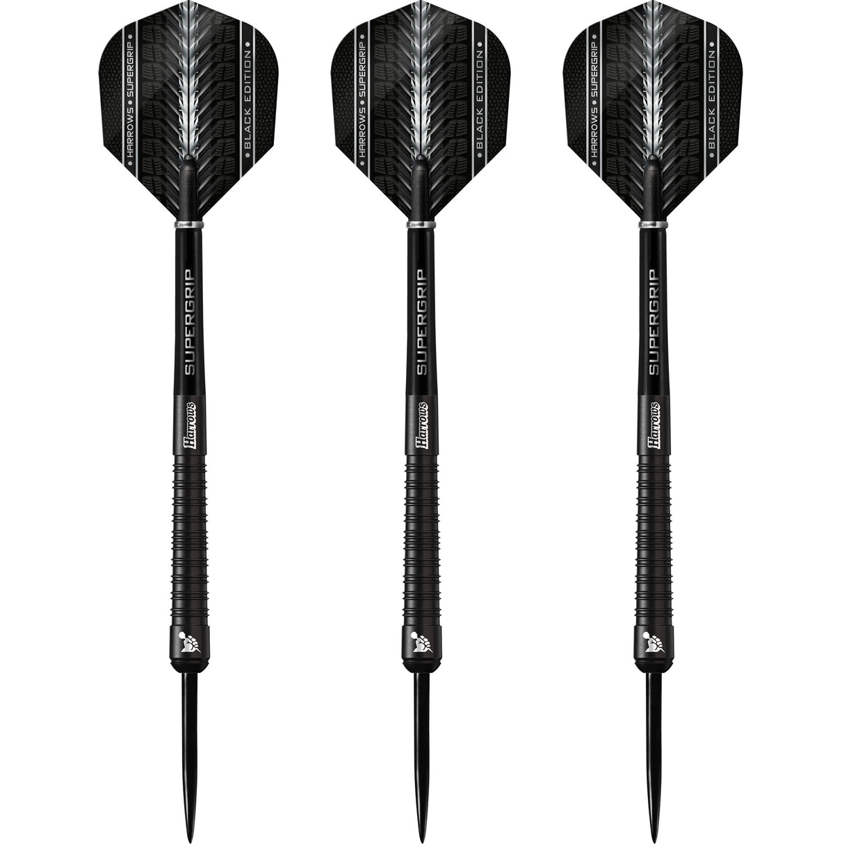 Harrows Supergrip Black Darts - Steel Tip