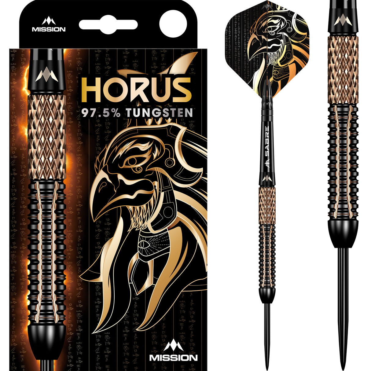 Mission Horus Darts - Steel Tip - 97.5% Tungsten - Black & Bronze Electro