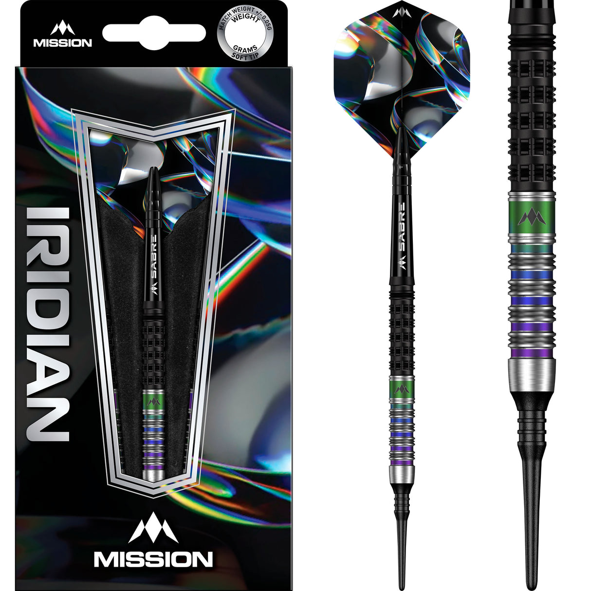 Mission Iridian Darts - Soft Tip - 90% Tungsten - Black & Coral PVD - 20g