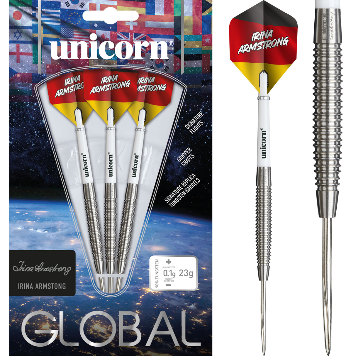 Unicorn Global Darts - Steel Tip - 90% Tungsten - Irina Armstrong - 23g