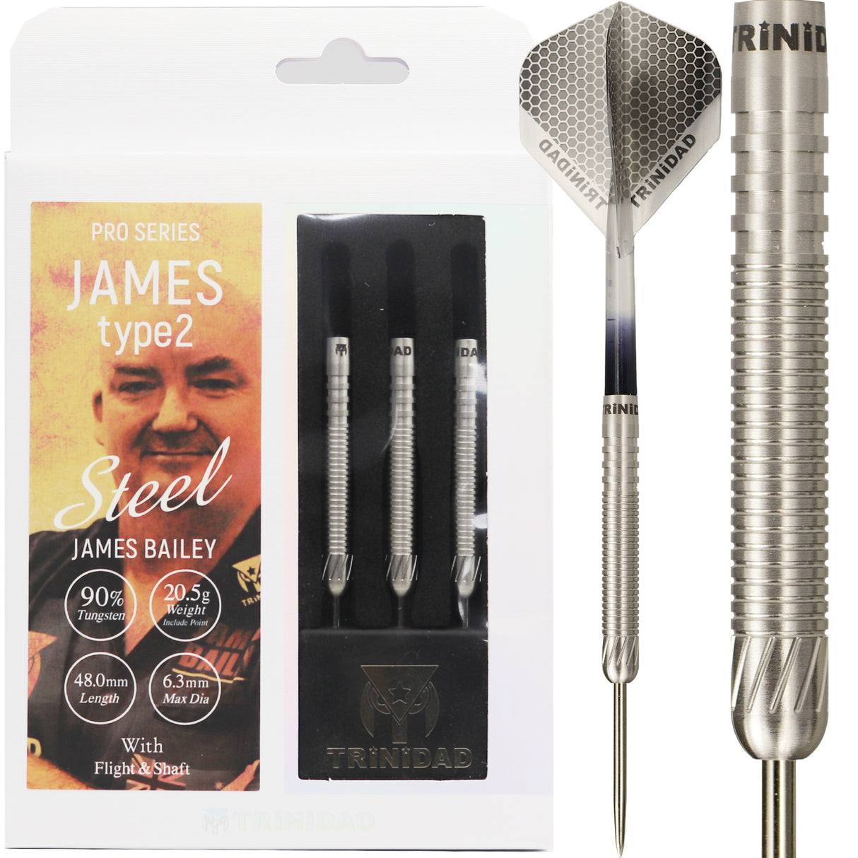 Trinidad Pro Darts - Steel Tip - 90% Tungsten - James 2 - 20.5g