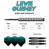 Mission Lewis Gurney Darts - Steel Tip - 95% Tungsten - Silver-Black Rings