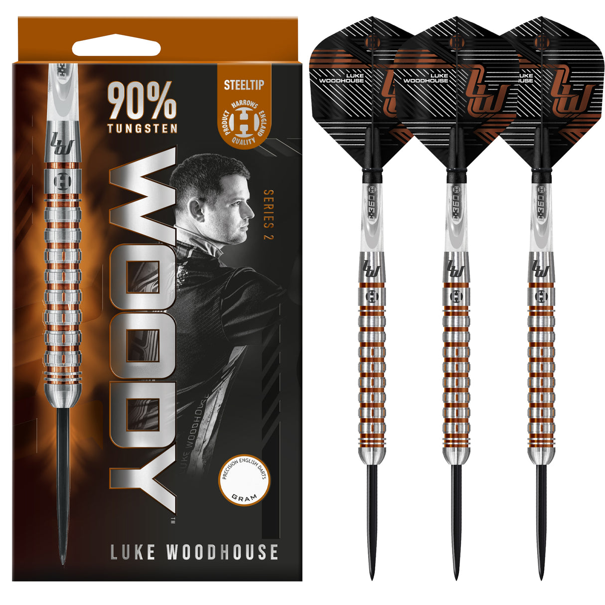 Harrows Luke Woodhouse Darts - Woody - Steel Tip - 90% Tungsten - Series 2