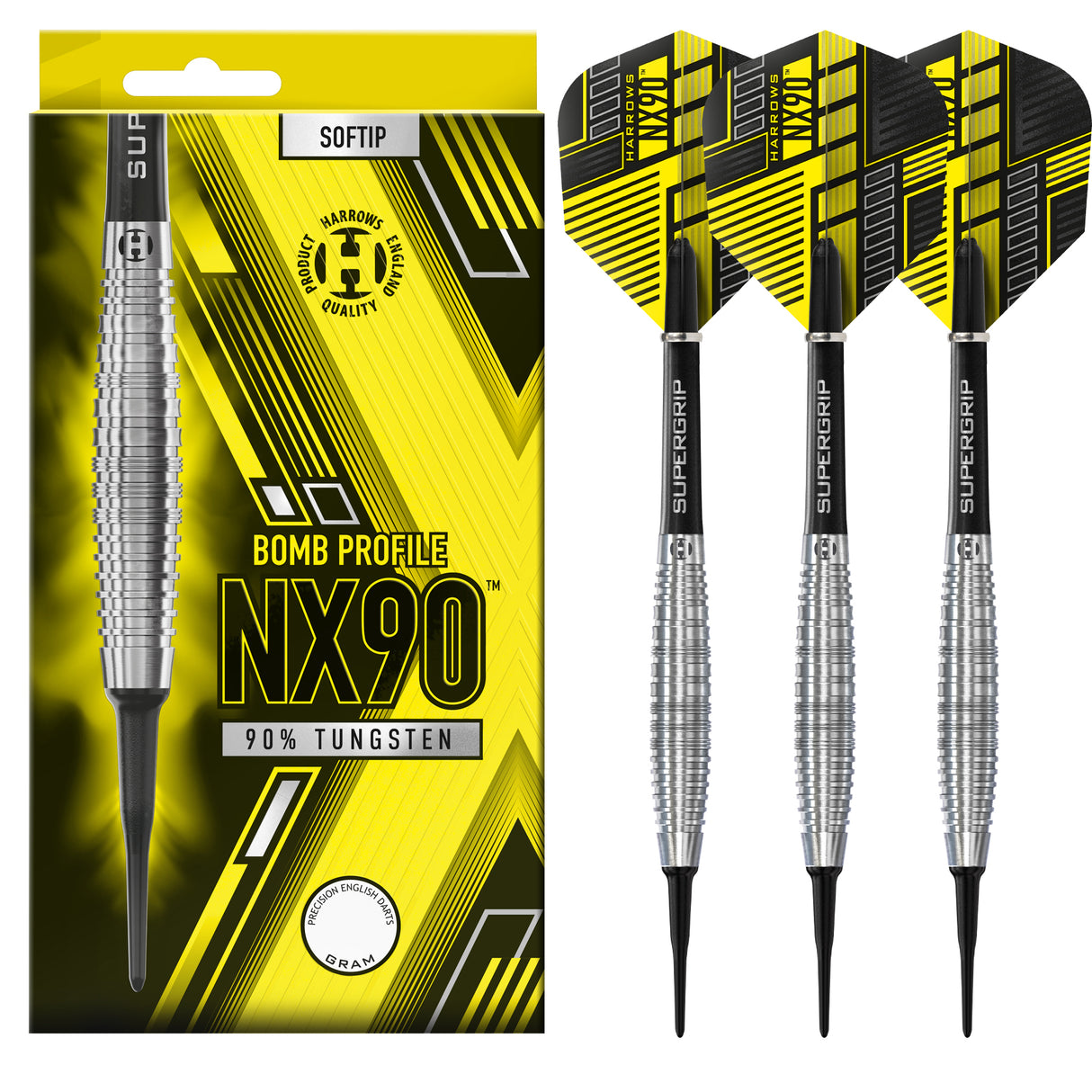 Harrows NX90 Darts - Soft Tip - 90% Tungsten - Bomb