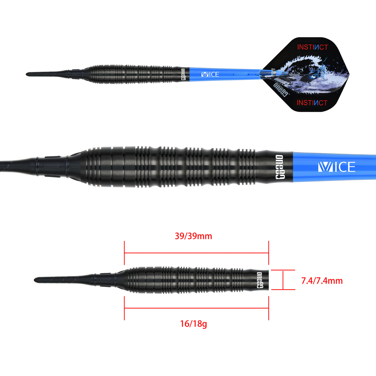 One80 Nighthunter Darts - Soft Tip - 90% Tungsten - Silence - 18g