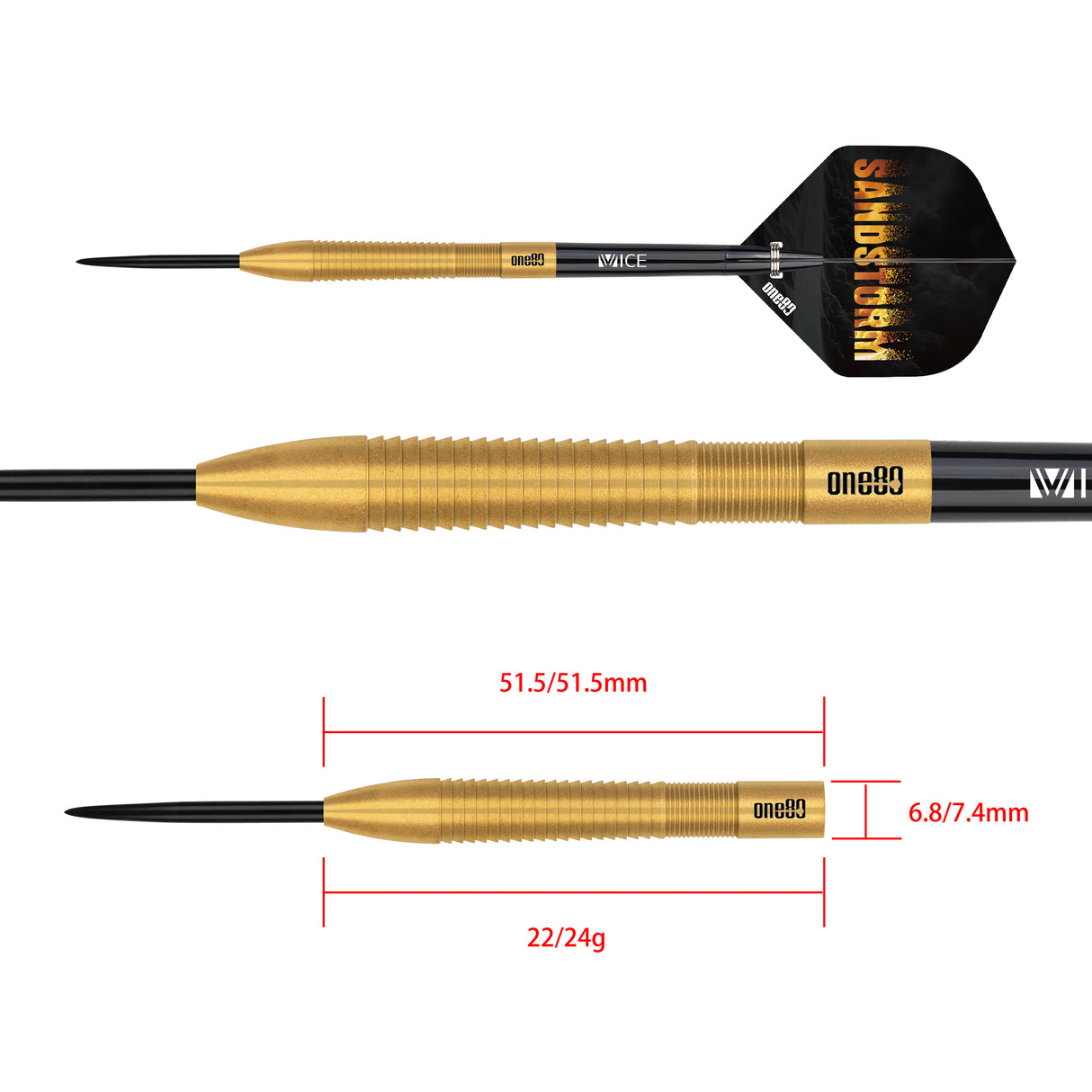 One80 Sandstorm Darts - Steel Tip - 90% Tungsten - S01