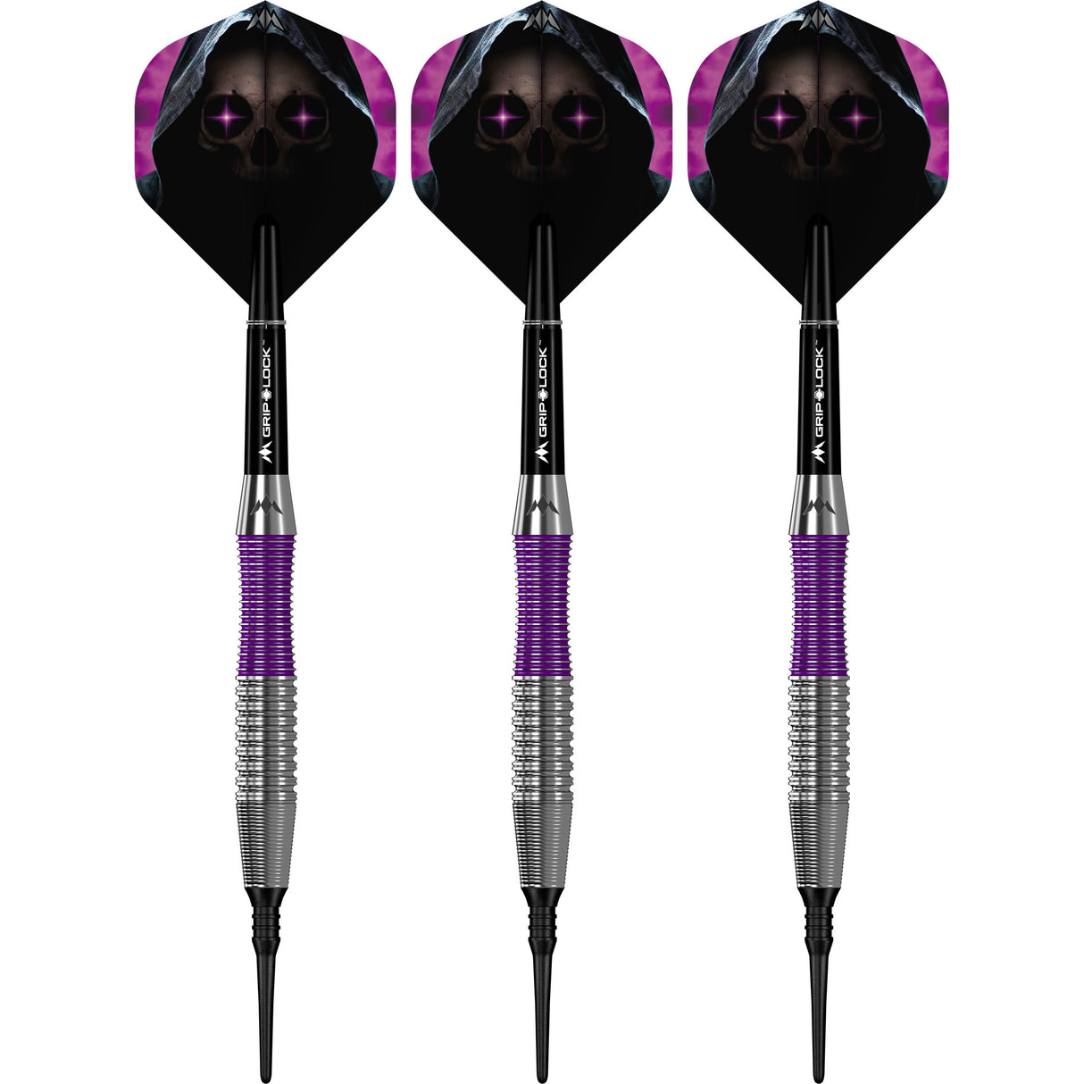 Mission Phantom Darts - Soft Tip - Brass - Silver & Purple Coated