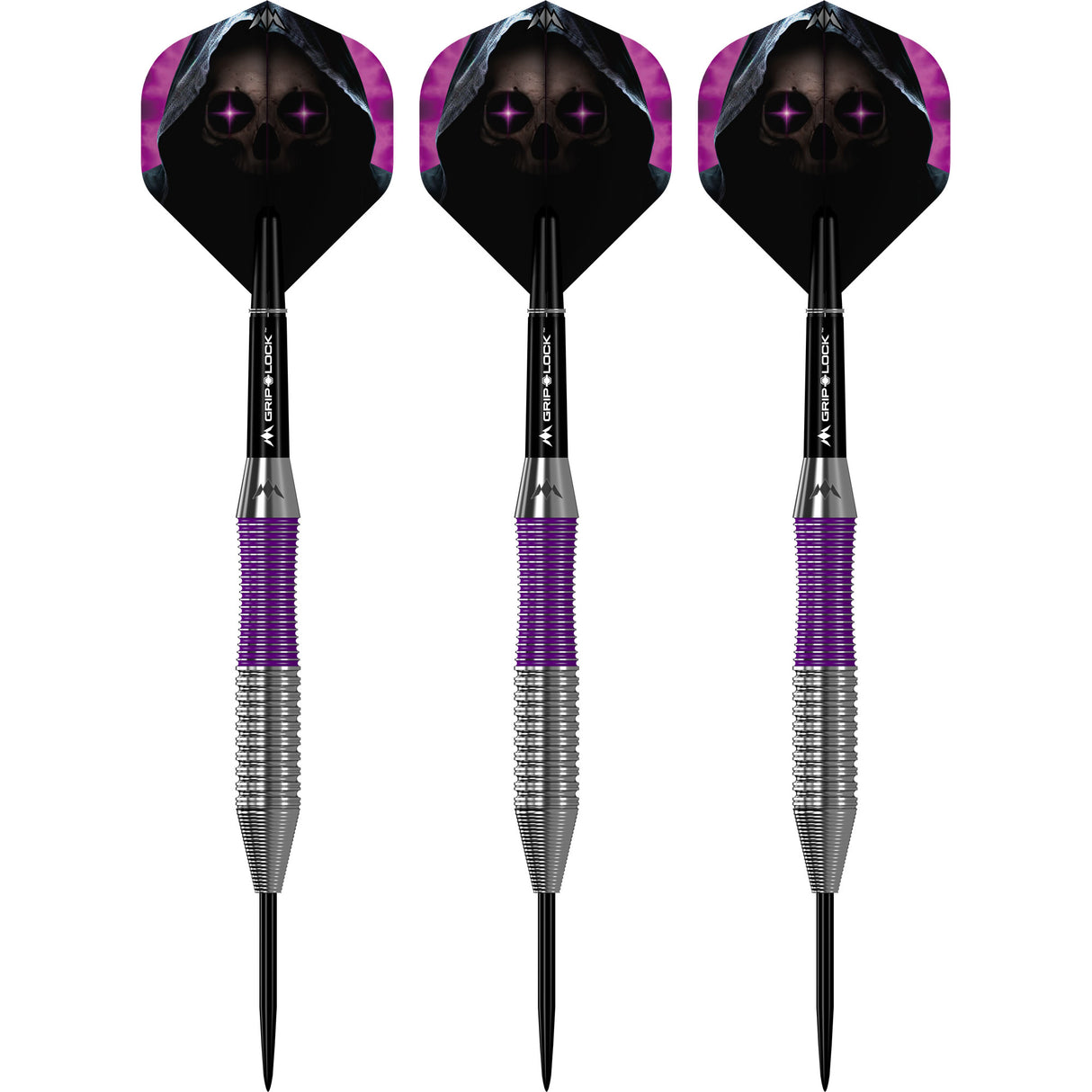 Mission Phantom Darts - Steel Tip - Brass - Silver & Purple Coated