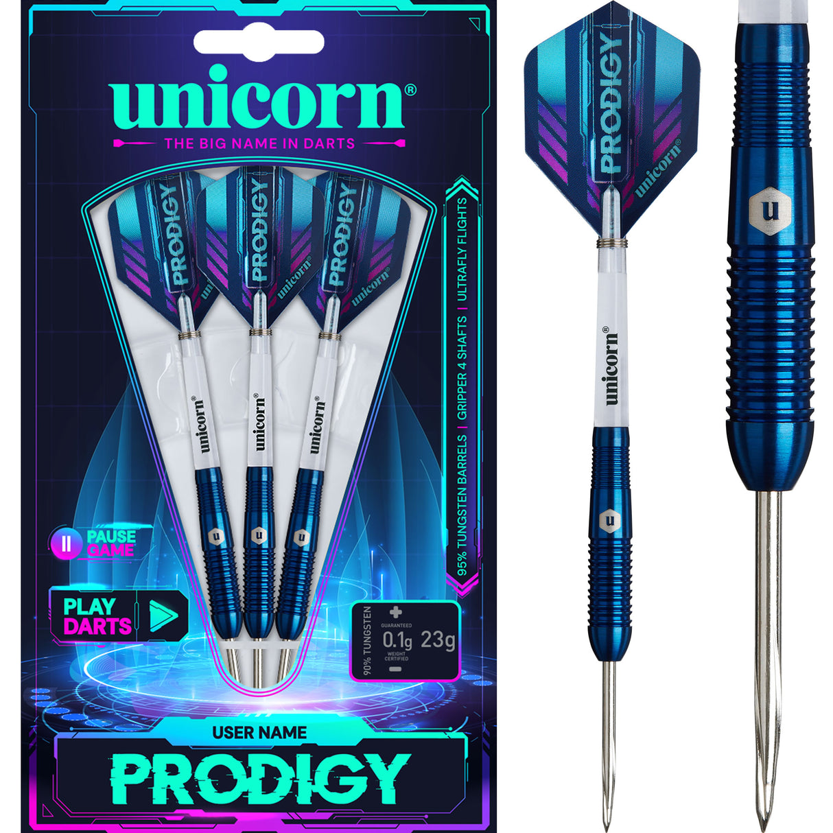 Unicorn Prodigy Darts - Steel Tip - 95% Tungsten - Style 2