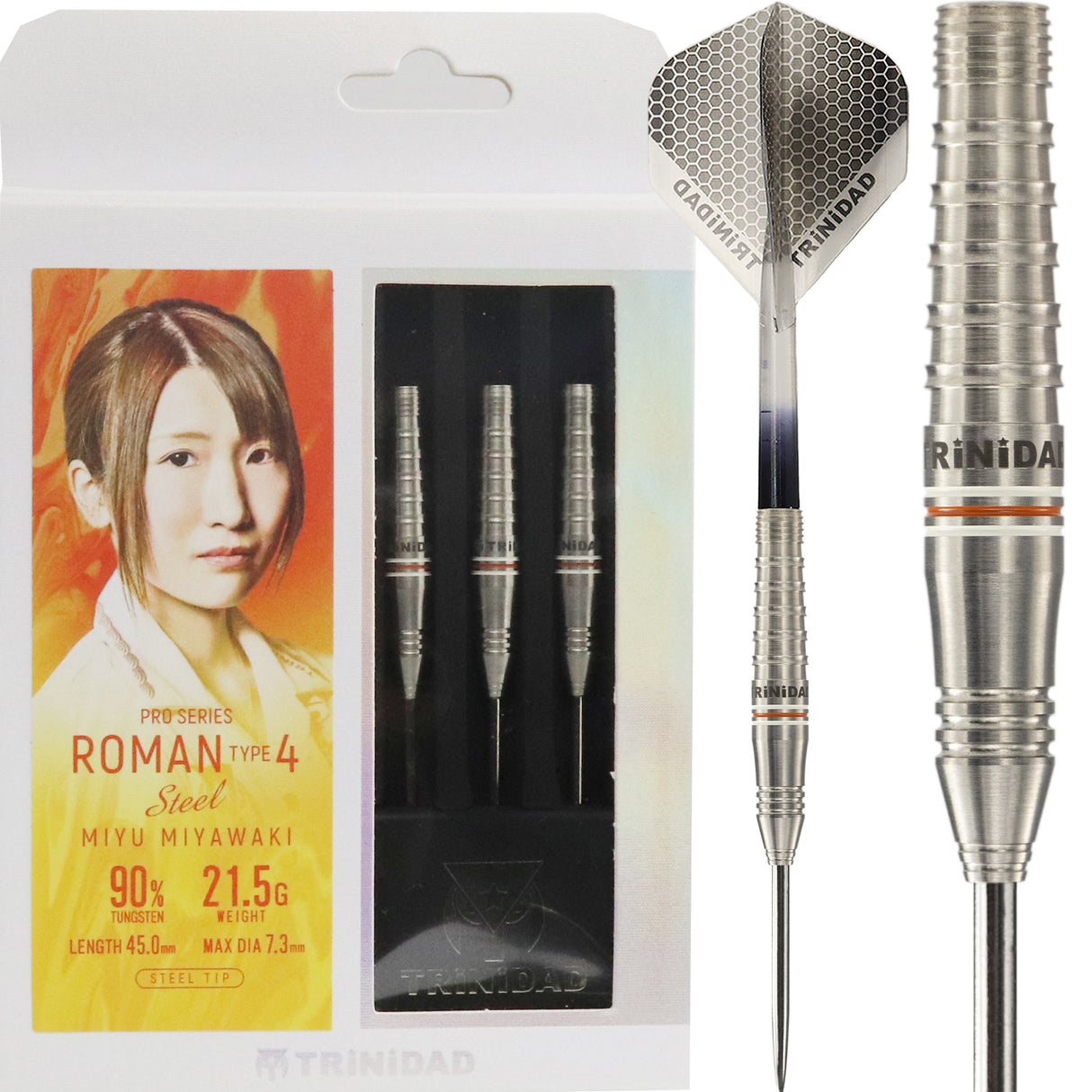 Trinidad Pro Darts - Steel Tip - 90% Tungsten - Roman 4 - 21.5g