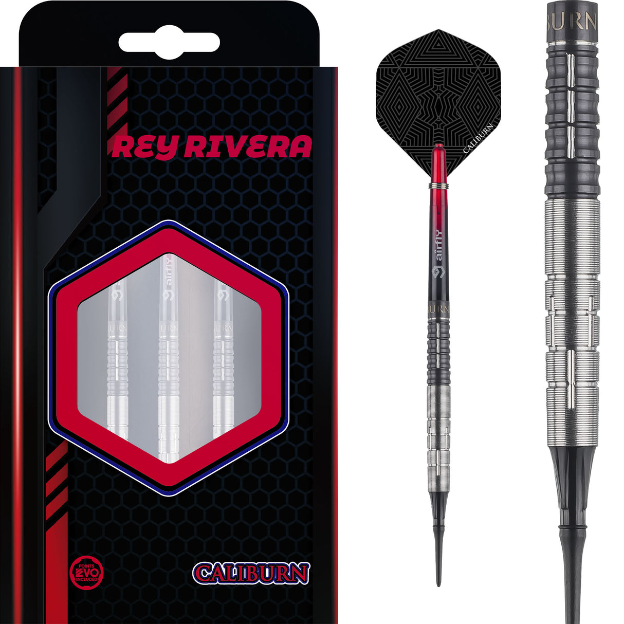 Caliburn Players Darts - Soft Tip - 90% Tungsten - Rey Rivera - 18g