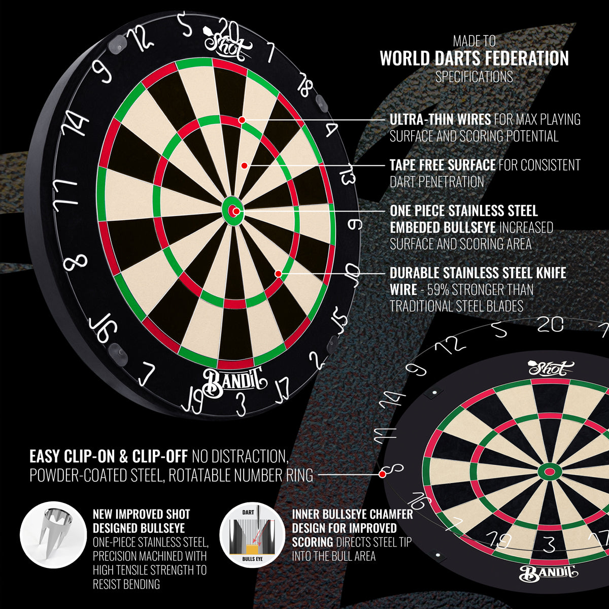 Shot Bandit Dartboard - Professional - 4th Generation