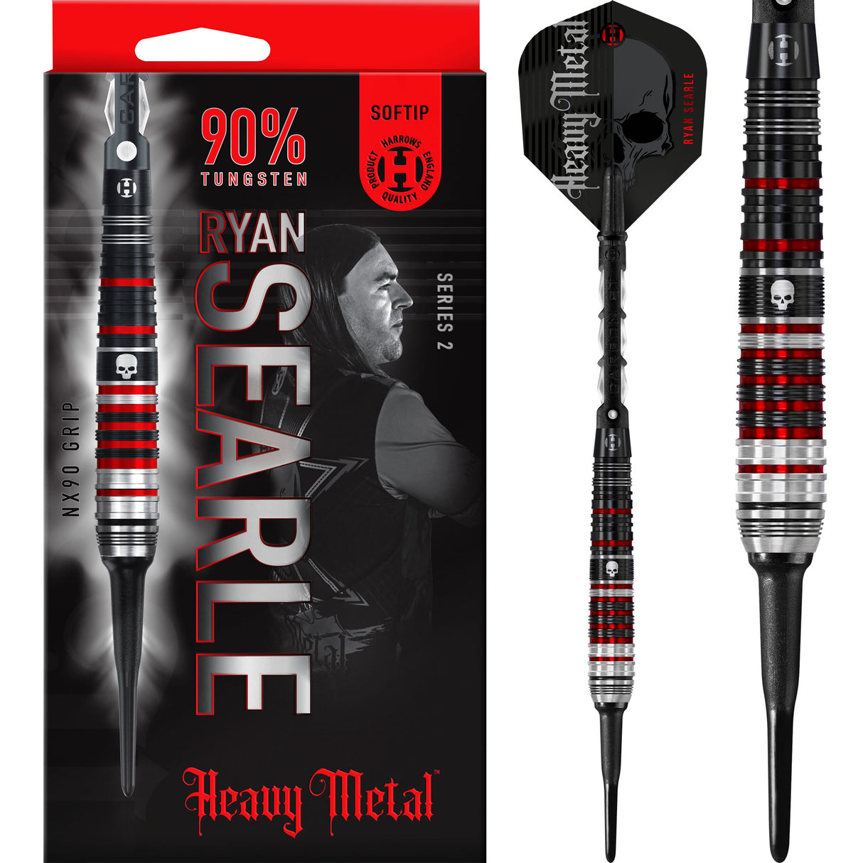 Harrows Ryan Searle Darts - Heavy Metal - Soft Tip - 90% Tungsten - Series 2