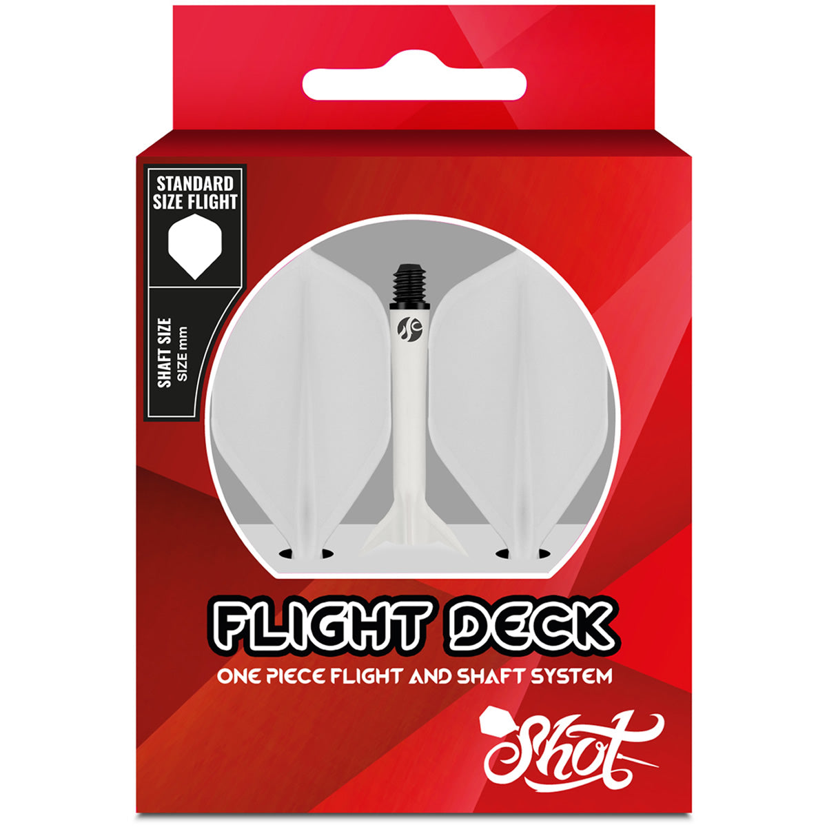 Shot Flight Deck - One Piece Dart Flight and Shaft System - White