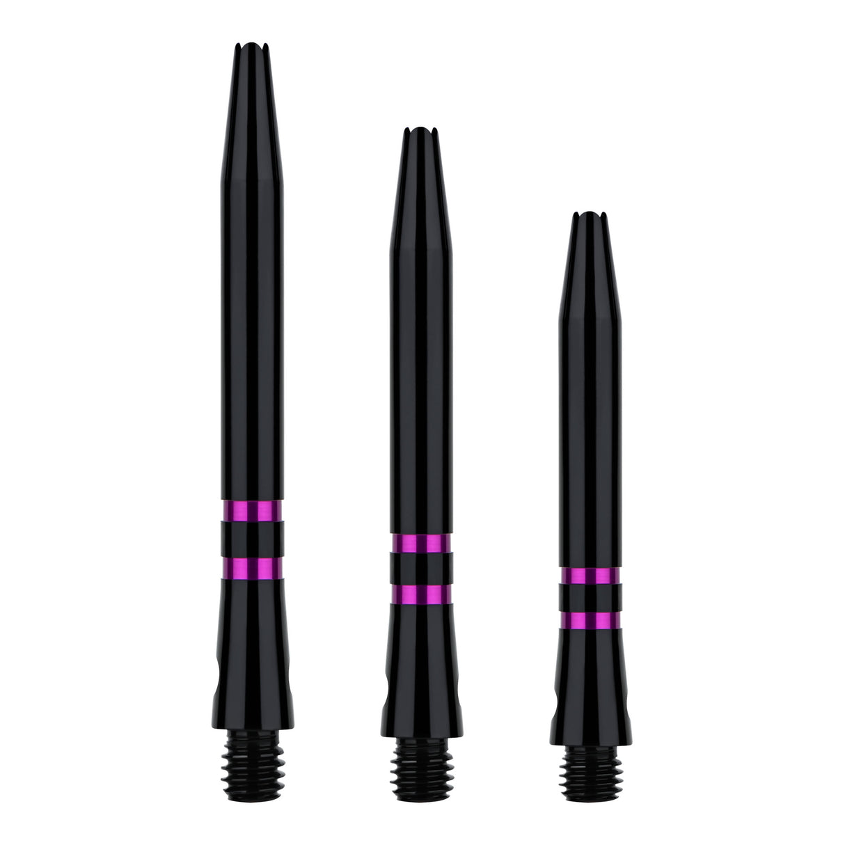 One80 TC Alu Dart Shafts - Regrooved Stems - Black & Purple