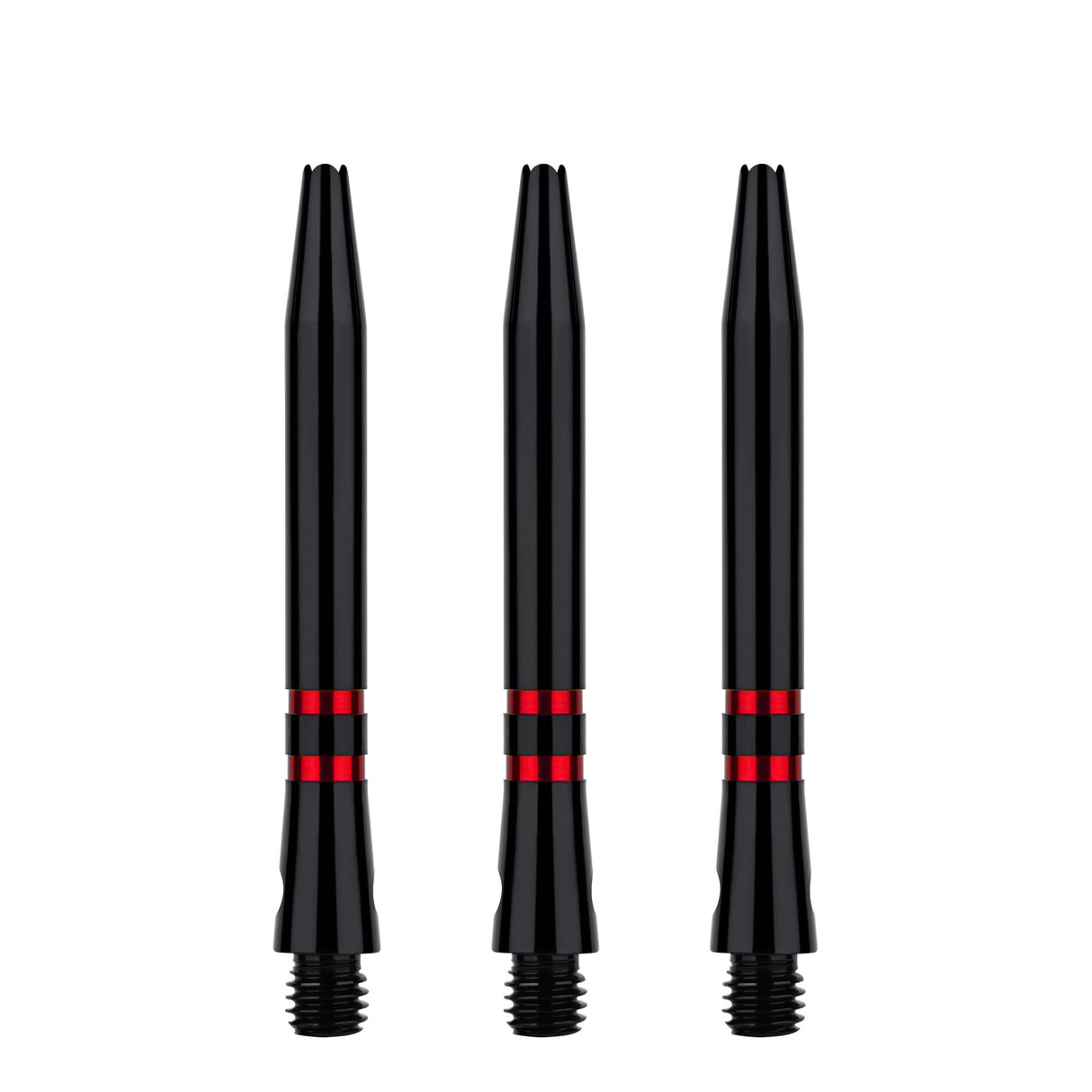 One80 TC Alu Dart Shafts - Regrooved Stems - Black & Red