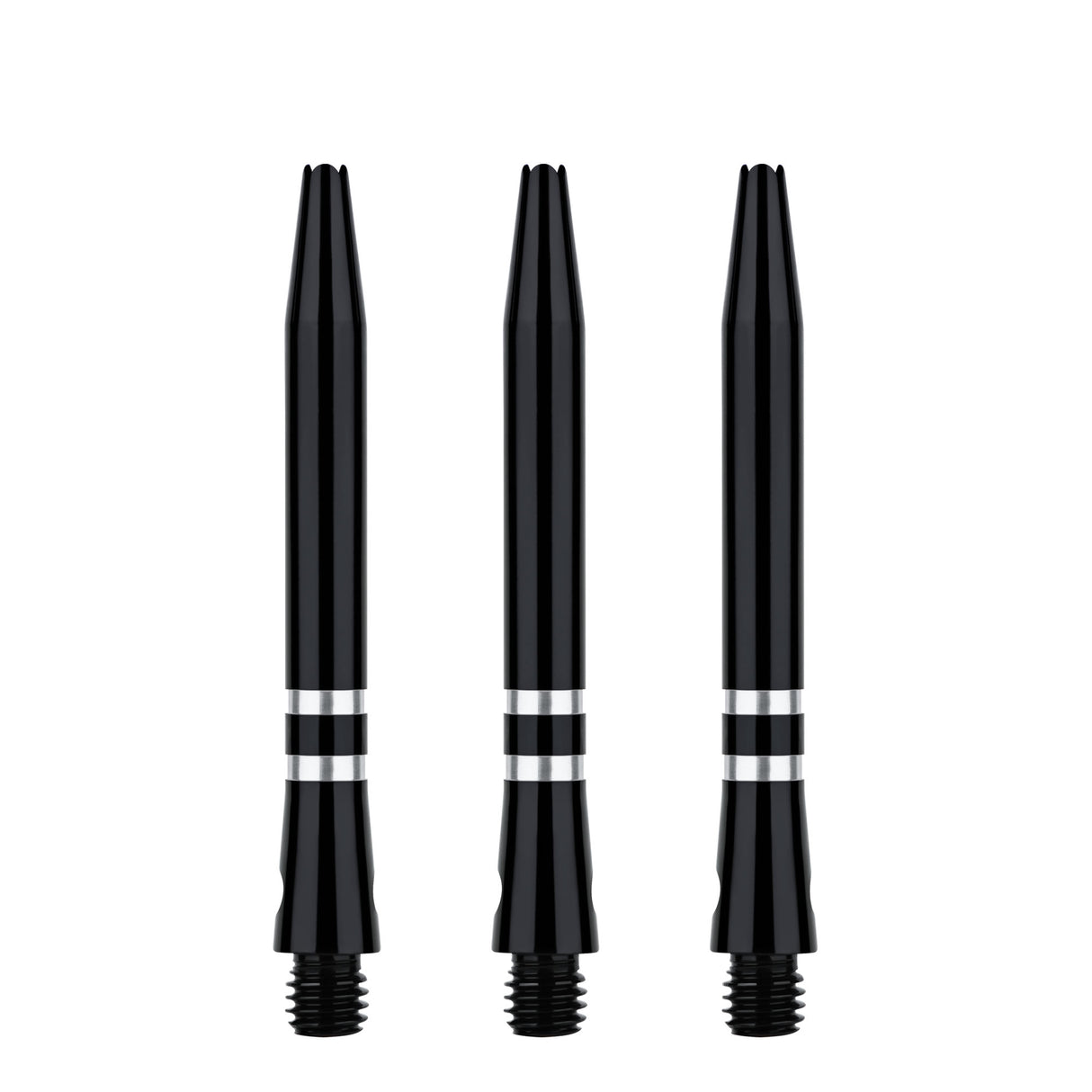 One80 TC Alu Dart Shafts - Regrooved Stems - Black & Silver