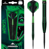 Mission Venom Darts - Steel Tip - 90% Tungsten - Black & Green Electro