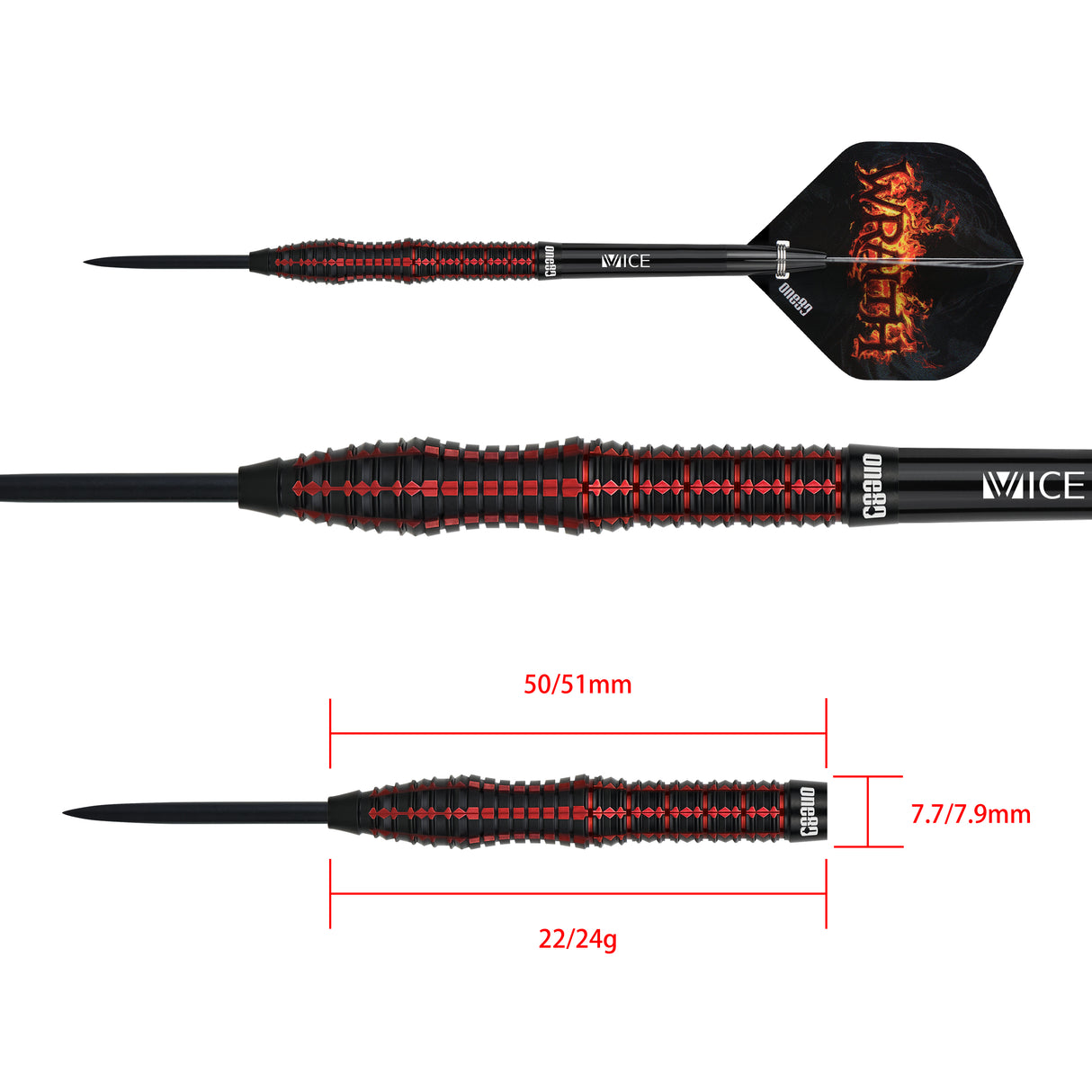 One80 Wraith Darts - Steel Tip - 90% Tungsten - W2