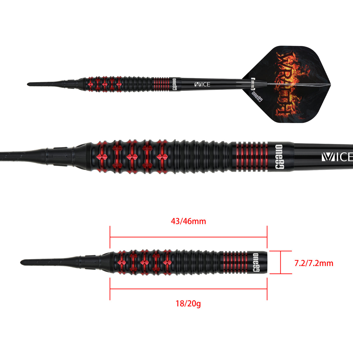 One80 Wraith Darts - Soft Tip - 90% Tungsten - W3 - 18g