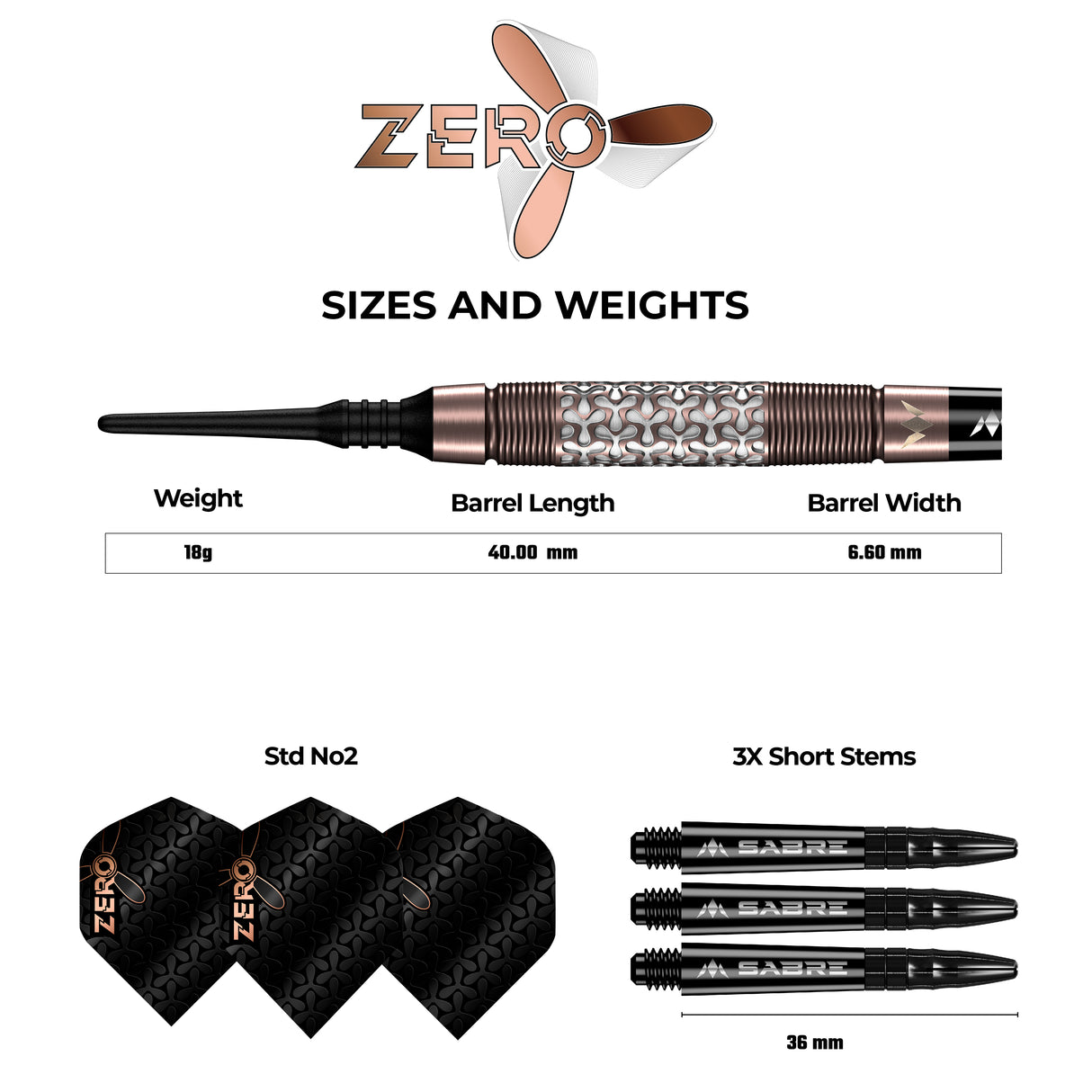Mission Zero Darts - Soft Tip - 97.5% Tungsten - Bronze PVD