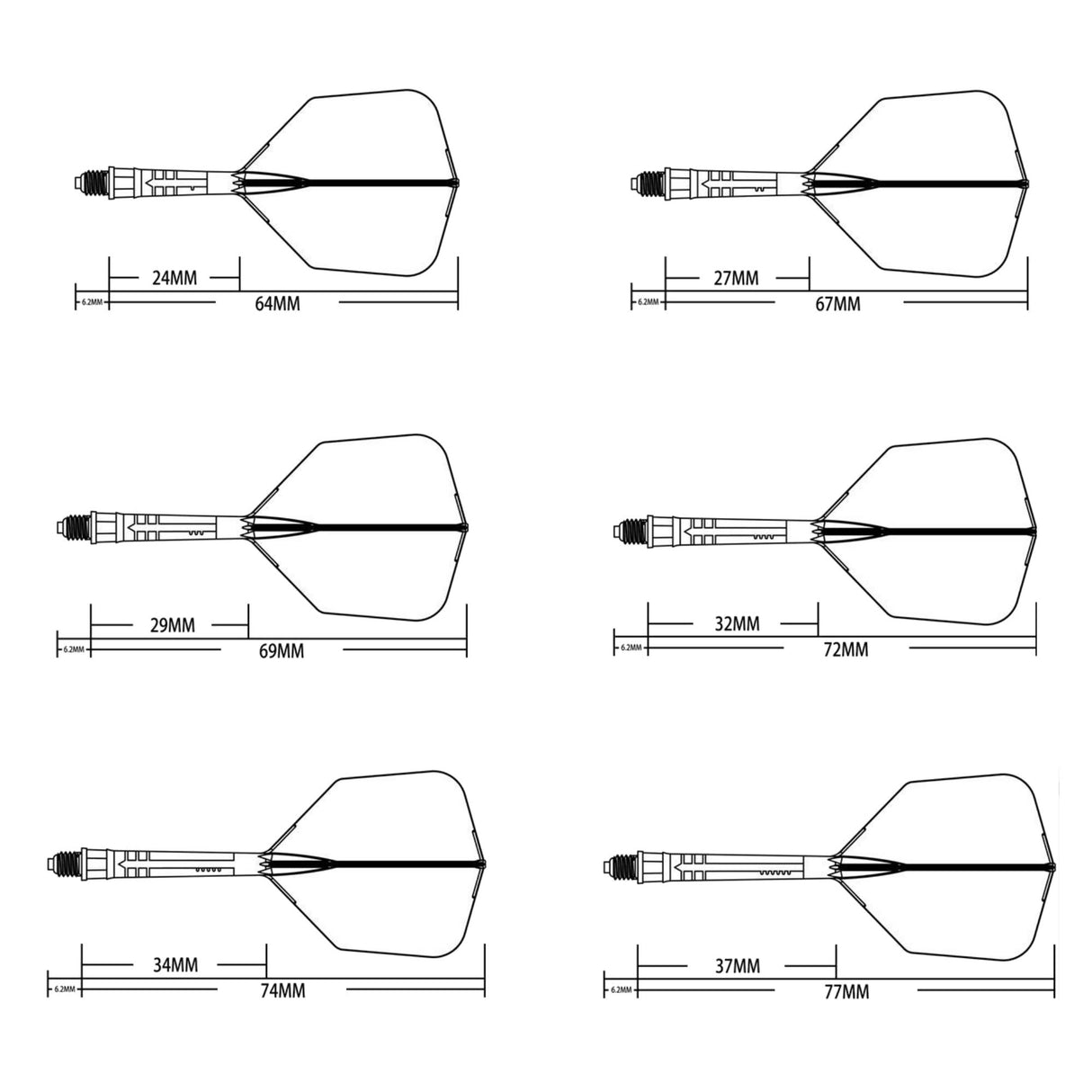 Cuesoul Rost T19 Carbon Fibre - Integrated Dart Shaft and Flights - Big Wing - Black