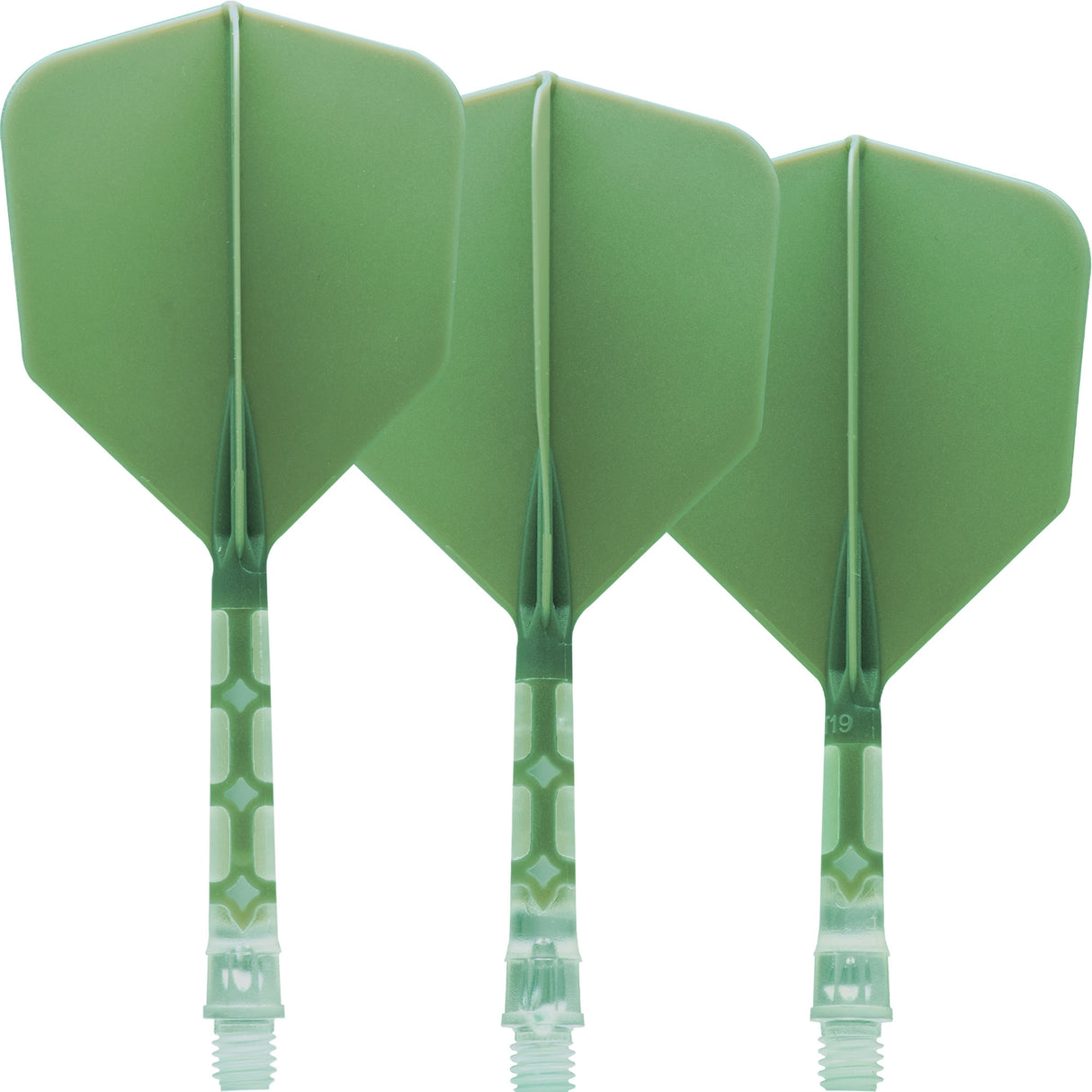 Cuesoul Rost T19 Integrated Dart Shaft and Flights - Big Wing - Clear with Green Flight