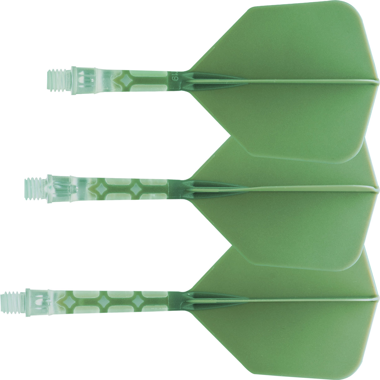 Cuesoul Rost T19 Integrated Dart Shaft and Flights - Big Wing - Clear with Green Flight