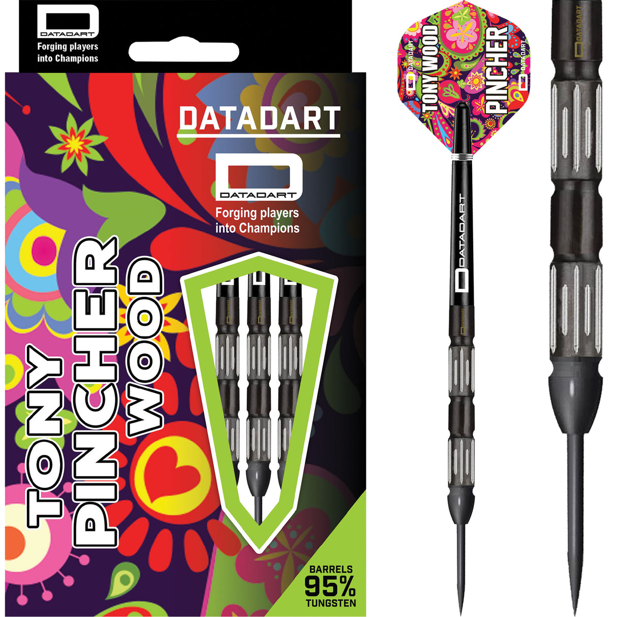 Datadart Tony Wood Darts - Steel Tip - 95% - Black Titanium