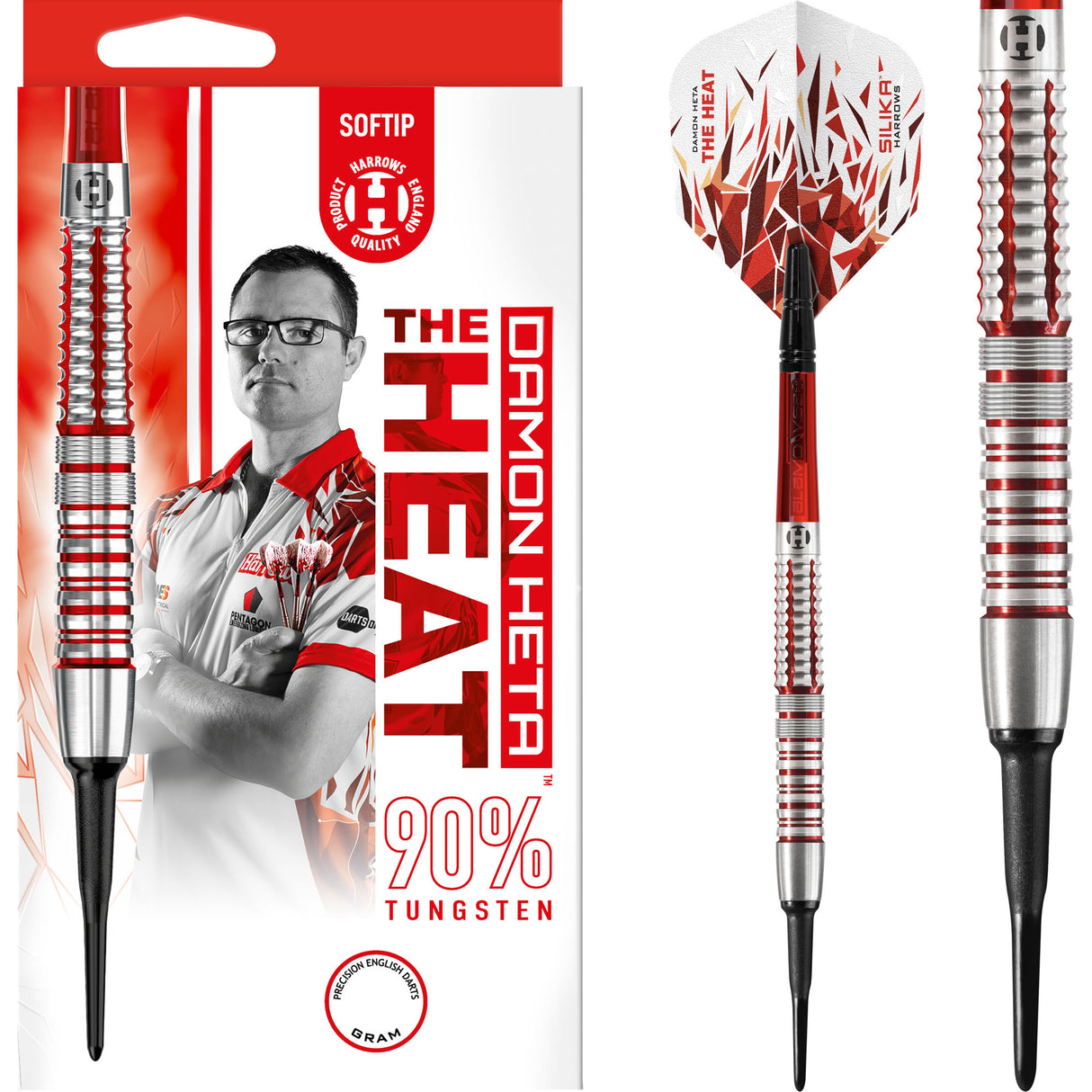 Harrows Damon Heta v2 Darts - Soft Tip - 90% - The Heat