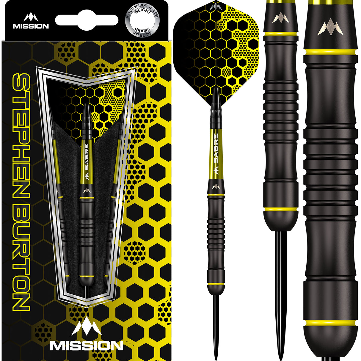 Mission Stephen Burton Darts - Steel Tip - 90% - Black Titanium - Bertie