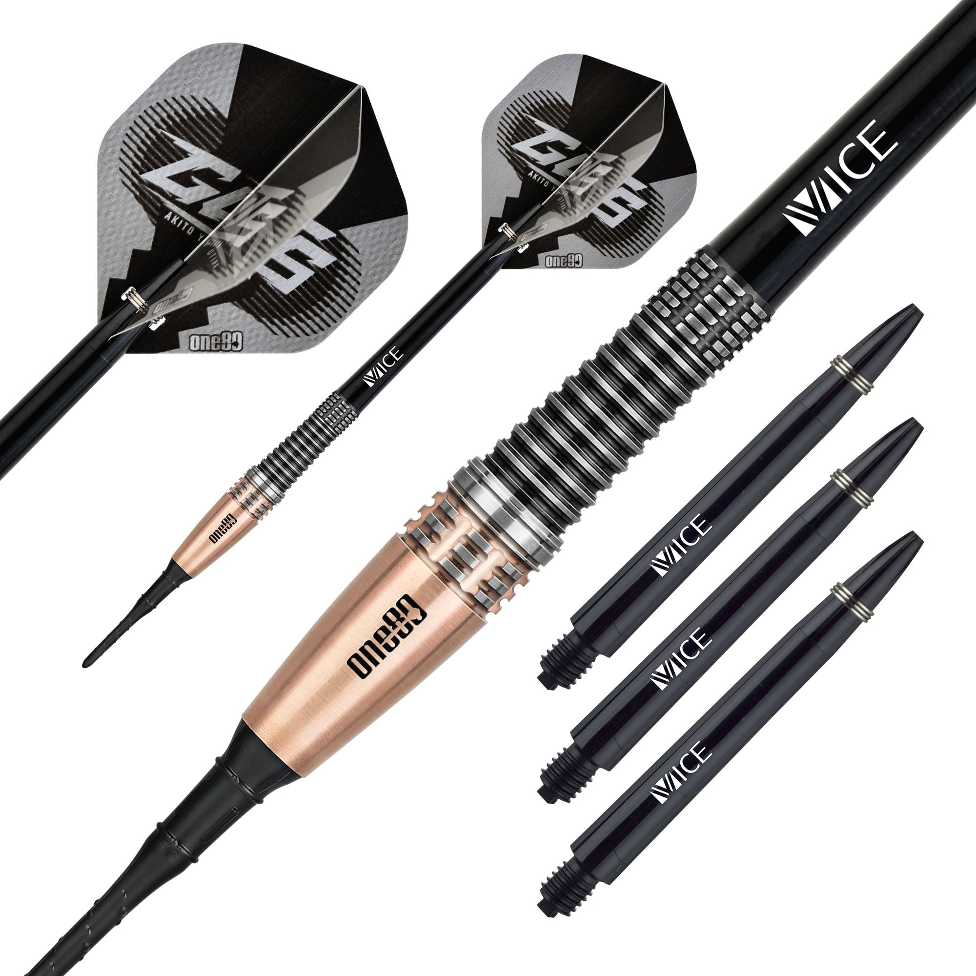 *One80 Akito Yamagata Darts - Soft Tip - Guts - Signature Darts - Black &  Gold