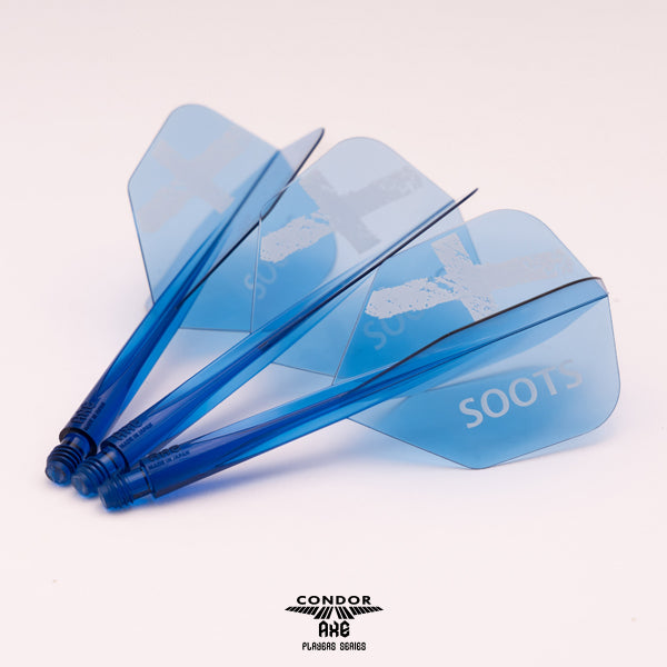 Condor AXE Dart Flights - Small - Alan Soutar - Soots - Clear Blue