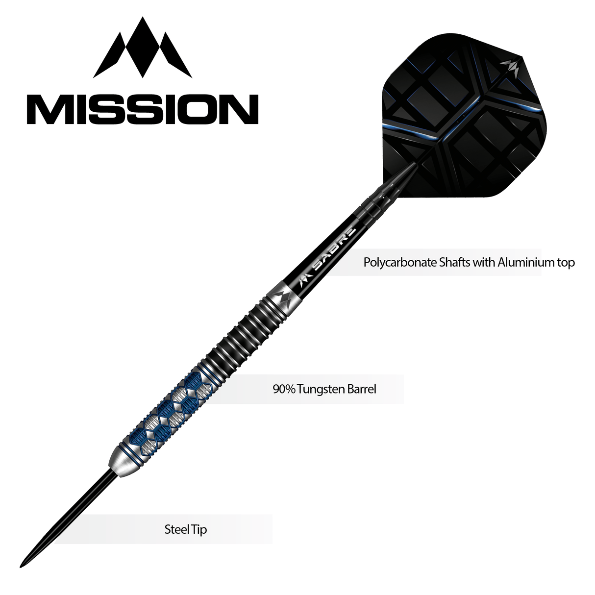 Mission Hexon Darts - Steel Tip - 90% - Blue PVD