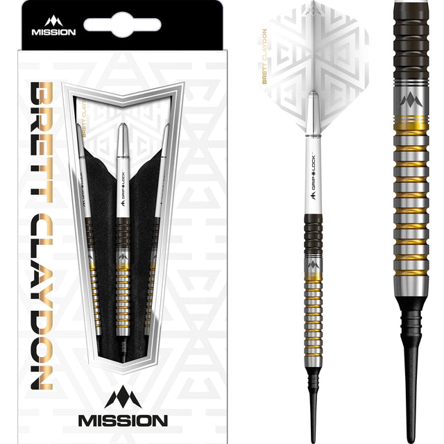 Mission Brett Claydon Darts - Soft Tip - Black & Gold - 21g 21g