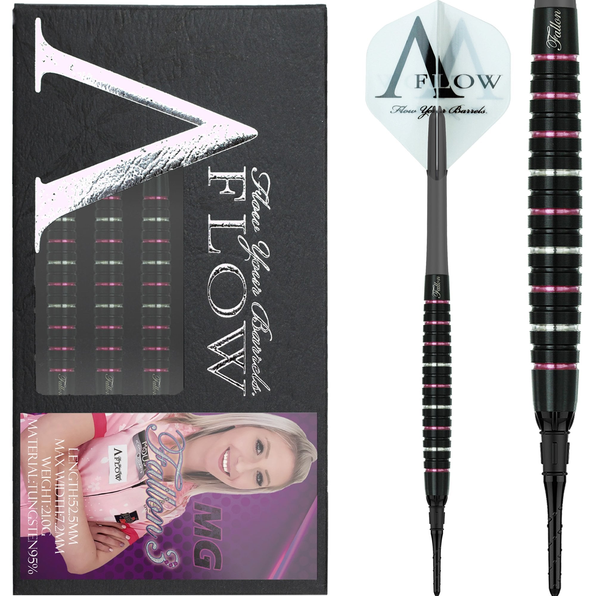 Dynasty Darts - Black Line CT - Soft Tip - Fallon Sherrock - Black & Pink