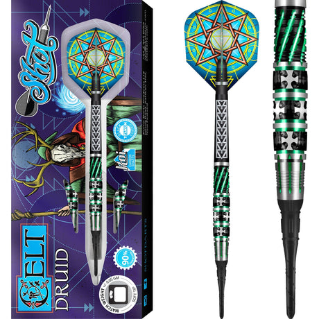 Shot Celt Druid Darts - Soft Tip - Black & Green 18g