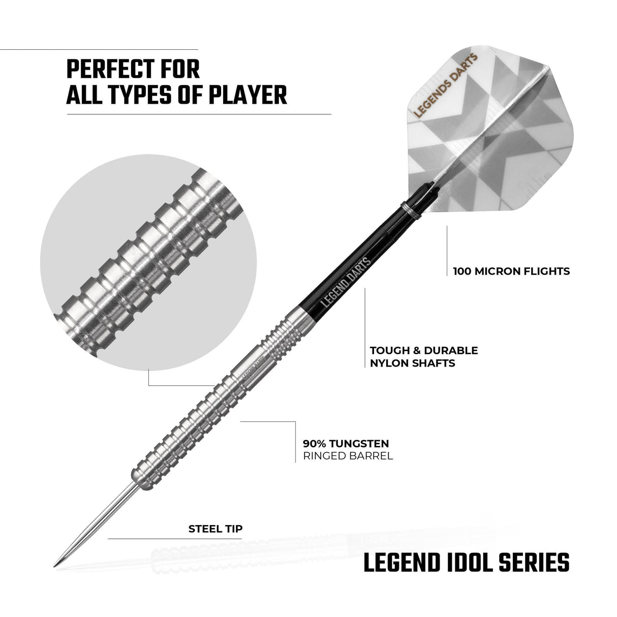 Legend Darts - Steel Tip - 90% Tungsten - Pro Series - V2 - Ringed