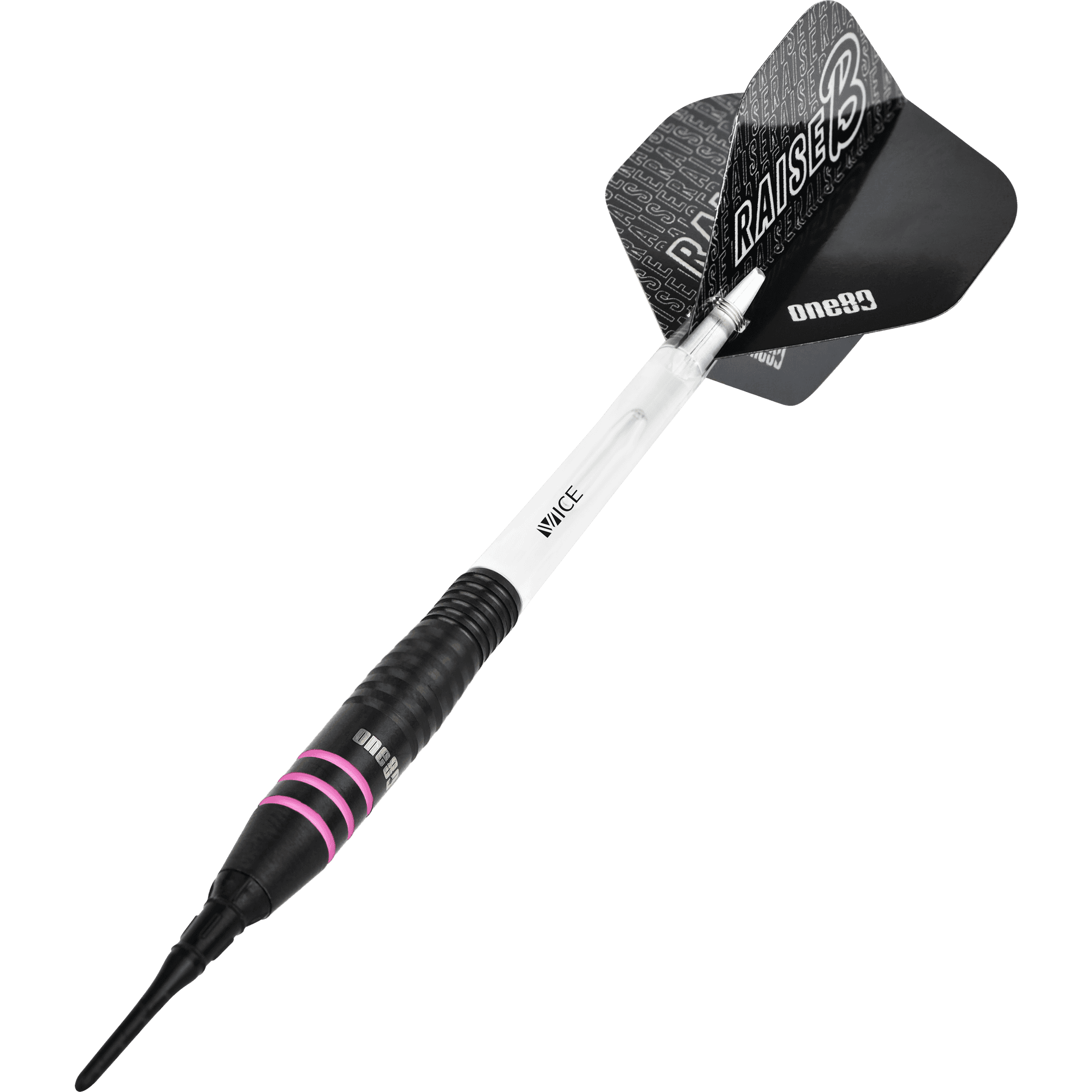 One80 Raise B Darts - Soft Tip - Black - Pink Rings