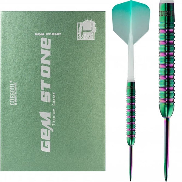 Cuesoul - Steel Tip Tungsten Darts - Green Gem Stone - Oil Paint Finish -  22g