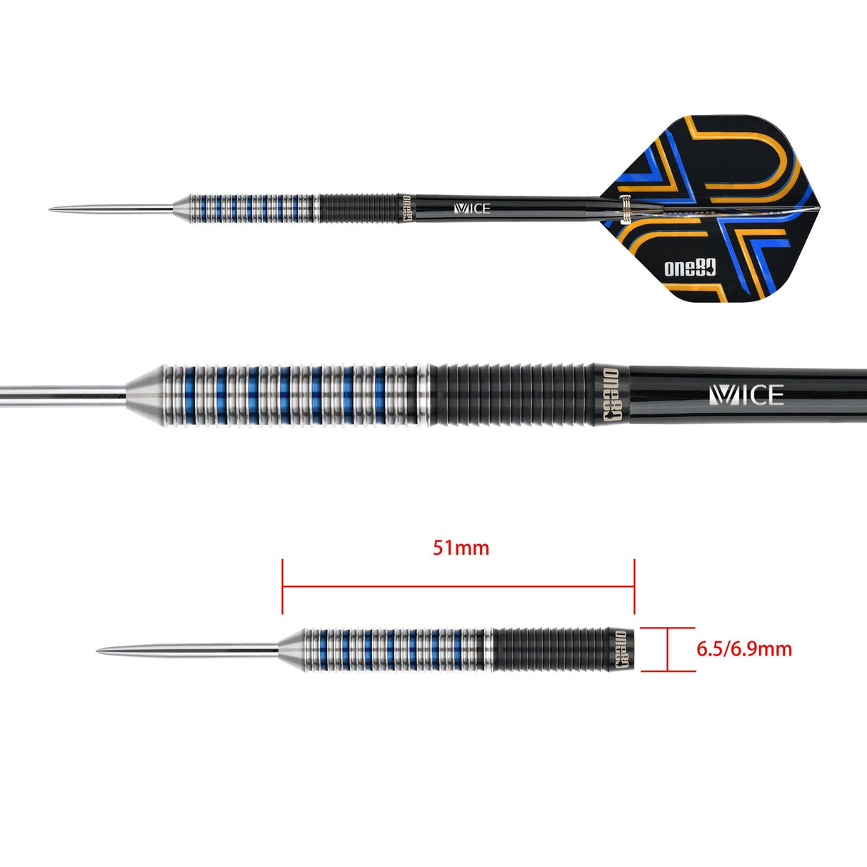 One80 Ascent Darts - Steel Tip - S01 - Black & Blue