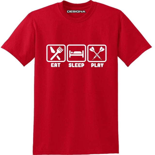 T Shirt - Humour Dart T-Shirt - Red - Eat Sleep Play Darts